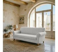Italian Bed Linen Housse de canapé Fashionable Extensible, sans Repassage | Protection de canapé 3 places, Extensible de 170 à 230 cm, Housse de protection, Microfibre, Coton et Élasthanne, Écru