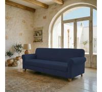 Italian Bed Linen Housse de canapé Fashionable Extensible, sans Repassage | Protection de canapé 4 places, Extensible de 190 à 245 cm, Housse de protection, Microfibre, Coton et Élasthanne, Bleu Foncé