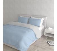 Italian Bed Linen Housse de Couette Natural Colour, Bleu Clair/Gris Clair, 2 Places
