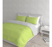 Italian Bed Linen Housse de Couette Natural Colour, Vert Acide/Gris Clair, 2 Places