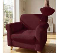Italian Bed Linen Housse de Fauteuil Extensible PIU Bello, sans Repassage | Housse de Fauteuil 1 Place, Microfibre, Extensible 70-110 cm, Accoudoirs Profilés, Protection Anti-Taches, Bordeaux