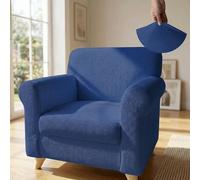 Italian Bed Linen Housse de Fauteuil Extensible PIU Bello, sans Repassage | Housse de Fauteuil 1 Place, Microfibre, Extensible 70-110 cm, Accoudoirs Profilés, Protection Anti-Taches, Blu Elettrico