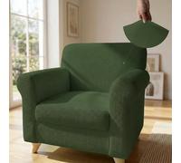 Italian Bed Linen Housse de Fauteuil Extensible PIU Bello, sans Repassage | Housse de Fauteuil 1 Place, Microfibre, Extensible 70-110 cm, Accoudoirs Profilés, Protection Anti-Taches, Verde Scuro