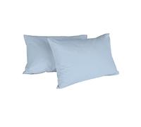 Italian Bed Linen Max Color Couple De Taies D’Oreiller, 100 % Coton, Bleu Clair, 52x82cm