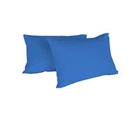 Italian Bed Linen Max Color Couple De Taies D’Oreiller, 100 % Coton, Bleu Royal, 52x82cm