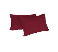 Italian Bed Linen Max Color Couple De Taies D’Oreiller, 100 % Coton, Bordeaux, 52x82cm