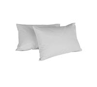 Italian Bed Linen Max Color Couple De Taies D’Oreiller, 100 % Coton, Gris Clair, 52x82cm