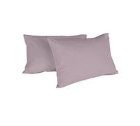 Italian Bed Linen Max Color Couple De Taies D’Oreiller, 100 % Coton, Rose poudré, 52x82cm