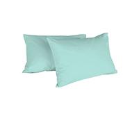Italian Bed Linen Max Color Couple De Taies D’Oreiller, 100 % Coton, Vert Eau, 52x82cm