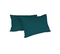 Italian Bed Linen Max Color Couple De Taies D’Oreiller, 100 % Coton, Vert pétrole, 52x82cm