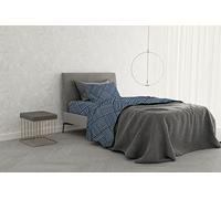 Italian Bed Linen MB Home Basic Parure de Lit “Dafne”, Citylife Blue, 1 Place et Demie