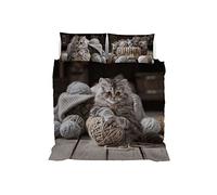 Italian Bed Linen Parure de lit en Microfibre avec Impression numérique Goodnight, Felix, pour lit Double