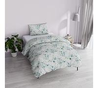 Italian Bed Linen Parure de lit MB Home Basic Housse de Couette “Dafne”, Microfibre, Ivy, 1 Place