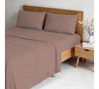 Italian Bed Linen Parure de lit Water Washed pour lit Double, Set draps 4 pièces : Drap-Housse 170x200, Drap Plat 240x270, Paire de taies d’Oreiller - Rose Ancien