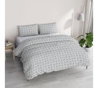 Italian Bed Linen Parure Housse de Couette Athena avec Sac et taies d'oreiller imprimés, Dora BLU, pour lit Double