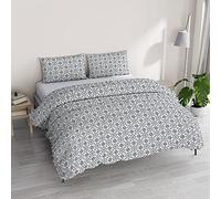 Italian Bed Linen Parure Housse de Couette Athena avec Sac et taies d'oreiller imprimés, Dora Fumo, lit Double