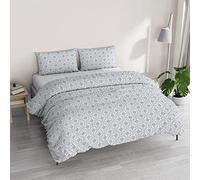 Italian Bed Linen Parure Housse de Couette Athena avec Sac et taies d'oreiller imprimés, Dora Gris, lit Double