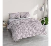 Italian Bed Linen Parure Housse de Couette Athena avec Sac et taies d'oreiller imprimés, Dora Rose