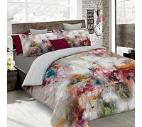 Italian Bed Linen - Sd27 - Parure de lit, housse de couette avec impression numérique couvrant complétement la housse et les taies d'oreiller, 100% coton, pour lit double, 250 x 200 x 1cm -Multicolore