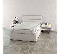Italian Bed Linen TO-EL-BLANCO-1PM Surmatelas en microfibre pour lit 1 place et demie Blanc