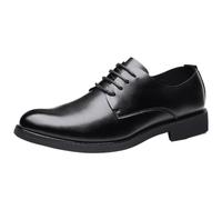 Italian Black Leather Lace Up Mens Shoes Comfortable Formal Office Wedding Business Dress Shoes(39 EU)