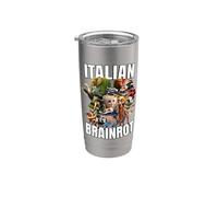 ITALIAN BRAIN ROT | TOUS LES PERSONNAGES TEXTE BLANC Gobelet isotherme en acier inoxydable double paroi