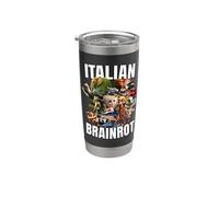 ITALIAN BRAIN ROT | TOUS LES PERSONNAGES TEXTE BLANC Gobelet isotherme en acier inoxydable double paroi