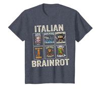 Italian Brainrot T-Shirt, Enfant, Bleu Chiné, 3 Ans