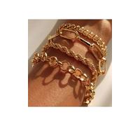 Italian Chain Bracelet Set Four Piece Layered Adjustable Elegant Fashion Jewelry Gift for Her