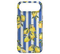 Italian Coast Lemons on Blue Stripes Summer Fruit Pattern Coque pour iPhone Air