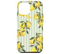 Italian Coast Lemons On Green Stripes Summer Fruit Pattern Coque pour iPhone 12 Pro Max