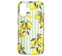 Italian Coast Lemons on Green Stripes Summer Fruit Pattern Coque pour iPhone 17