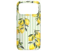 Italian Coast Lemons on Green Stripes Summer Fruit Pattern Coque pour iPhone 17 Pro Max