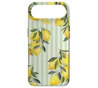 Italian Coast Lemons on Green Stripes Summer Fruit Pattern Coque pour iPhone Air