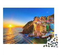Italian Coastal Jigsaw Puzzle for Adultes 1000 Pièces Recyclable Cinque Terre Jigsaw Jigsaw Puzzles Accessoire de Jeu de Famille Intéressant Amusant Present for Holiday Blessings Gift 38x26cm/100...
