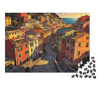 Italian Coastal Town 1000 Pièce Puzzles Recycled Colorful House Senior Puzzles Temps de Jeu Familial Accessoires Party Game Accessoires for Adultes and Age 10 Up 52x38cm/1000pcs