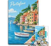 Italian Coastal Village Boats Minimalist Abst Puzzle, 1000 pièces | Pour les vacances de Noël : ce puzzle pour adultes avec 1000 pièces convient aux longues soirées de décembre.