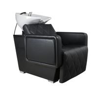 Italian Design - Bac de Lavage Pour Salon de Coiffure Professionnel Noir - Design Élégant et Fonctionnel - Siège Ergonomique et Rembourré, Cuve Basculante en Céramique et Structure Robuste