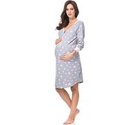 Italian Fashion Chemise de Nuit Allaitement | Pyjama Grossesse et Maternité | Pyjama Femme Enceinte pour la Maison et l’Hôpital | Tenue Maternité Accouchement à Boutons S-XXL