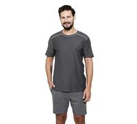 Italian Fashion IF Pyjama moderne pour homme - 100 % coton - Fabriqué en UE, Court gris foncé, S