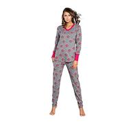 Italian Fashion Pyjama Femme Coton | Ensembles de Pyjama Femme | Pyj' Hiver Chaud | Vêtements de Nuit | 2 Pièces avec Haut à Manches Longues et Pantalon S-XL