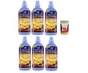 Italian Gourmet Adoucissant Argan Vanille 6 x 900 ml | Parfum durable et longue durée, 45 lavages par bouteille, idéal, poids net total 5,4 l + pulpe gratuite 400 g