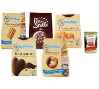 Italian Gourmet Assortiment de Biscuits Italiens Mulino Bianco Pan di Stelle, Nascondini, Abbracci, Batticuori & Cuor di Mela, spécialités italiennes pour déjeuner et goûter + Italian Gourmet Polpa