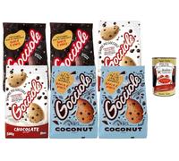 Italian Gourmet Assortiment de Cookies Italiens Gocciole Pavesi - Coconut, Extra Dark & Chocolate, biscuits aux pépites de chocolat pour petit-déjeuner et goûter, lot 6 + Italian Gourmet Polpa