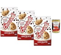 Italian Gourmet Biscuits Italiens Gocciole Chocolate Pavesi - Cookies aux pépites de chocolat, spécialité italienne pour petit-déjeuner et goûter, lot 3 x 500 g (1,5 kg) + Italian Gourmet Polpa