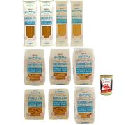 Italian Gourmet Bundle 10x Pâtes Sans Gluten Rummo 400g Assorties (Spaghetti N°3, Linguine N°13, Penne Rigate N°66, Fusilli N°48, Elicoidali N°49) Maïs & Riz Complet 4kg + Italian Gourmet Polpa