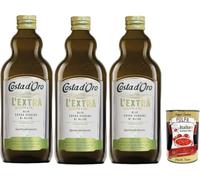 Italian Gourmet Bundle 3x Huile d’Olive Extra Vierge 1L - Lot 3 Bouteilles 100% Huile d’Olive, Idéale pour Cuisine Méditerranéenne, Salades, Cuisson, Assaisonnement, Qualité + Italian Gourmet Polpa
