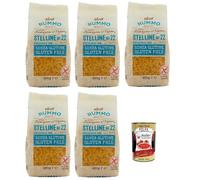 Italian Gourmet Bundle 5 x Rummo Stelline N°22 400 g + Italian Gourmet Polpa, pâtes sans gluten au riz complet et maïs, petites pâtes étoiles pour soupe et potage, cuisson 7 min, spécialité italienne