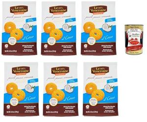 Italian Gourmet Bundle 6 x 250 g biscuits à la noix de coco sans gluten sans huile de palme format 1,5 kg biscuits croustillants snack sucré et petit déjeuner + Italian Gourmet Polpa