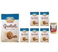 Italian Gourmet Bundle 6 x Biscuits Grottoli aux pépites de chocolat 400 g, cookies italiens croustillants pour petit-déjeuner et goûter, biscuits sucrés au chocolat + Italian Gourmet Polpa